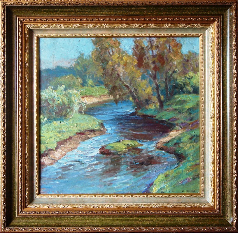 河流“River” by Czeslaw Znamierowski,油畫, 49 x 49 cm, 1972, Tamoikin Art Fund ©